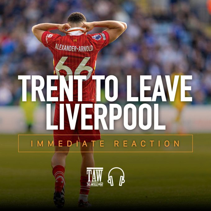 TheAnfieldWrap's tweet photo. 🗣 Trent to Leave Liverpool: Immediate Reaction | #FREEPodcast

@Knox_Harrington hosts @PhilBlundell, @johngibbonsblog and @dan_morgan3 to react to the news that Trent is leaving Liverpool...

Listen for FREE👇 

📲 https://t.co/6kMe4s7VbJ https://t.co/3rRUqK9rna