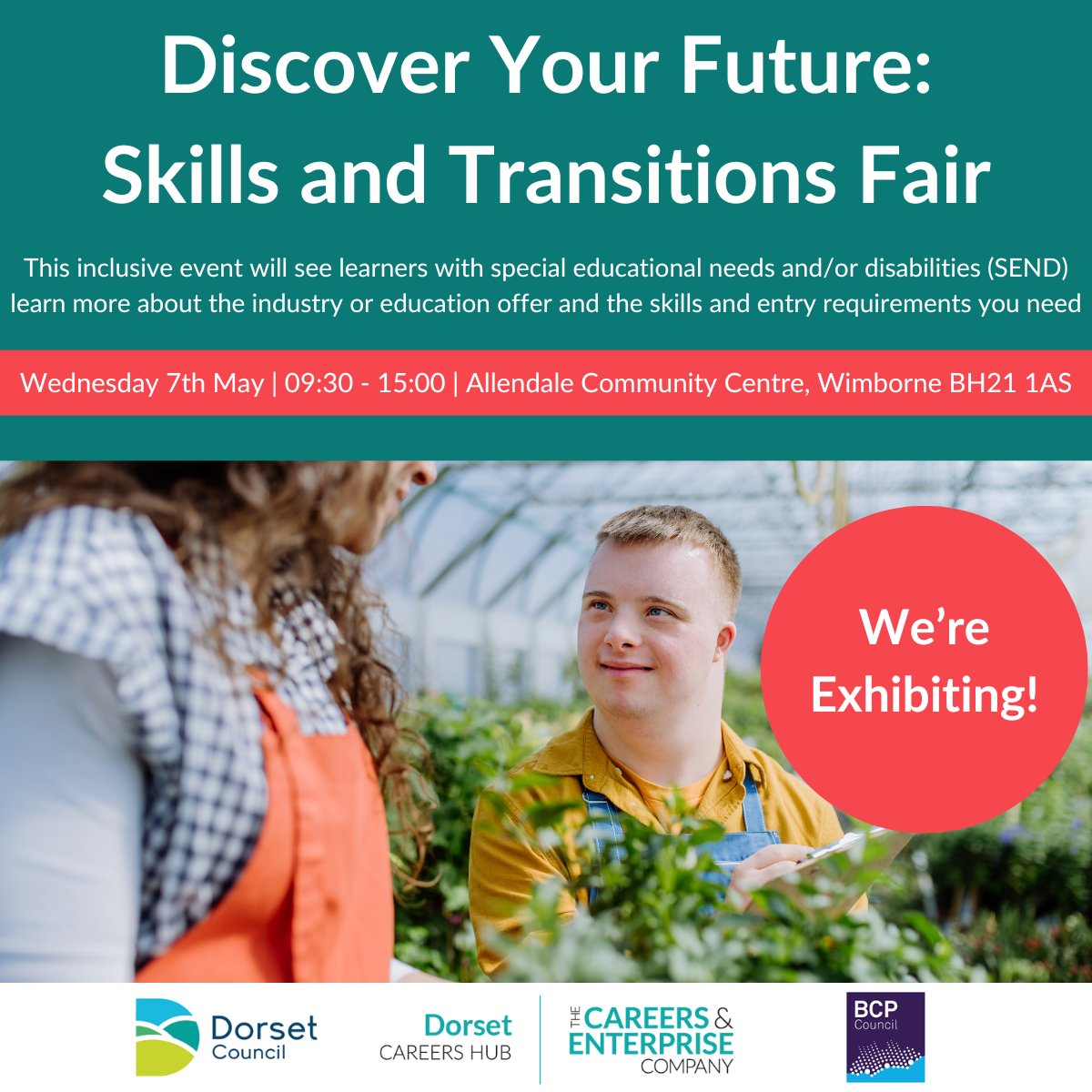 We will be attending the Discover Your Future: Skills and Transition Fair tomorrow.
🕤9.30am-3pm
📍Allendale Community Centre, Wimborne
Chat to our team and find out more about our enterprise curriculum and 350-acre site #SEND #FuturePathways #Dorset