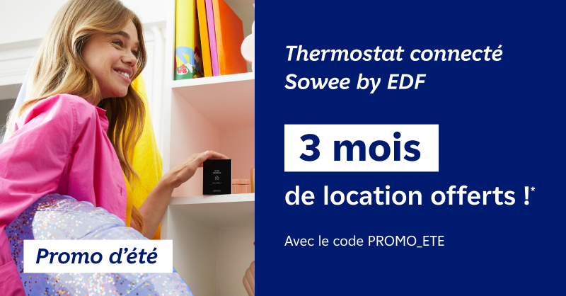 EDFetMoi's tweet photo. 🌸 Préparez l'hiver dès maintenant : 3 mois de location offerts* sur le thermostat connecté Sowee by EDF avec le code "PROMO_ETE"
*Voir conditions sur https://t.co/CR6sinAIHF
#ThermostatConnecté #BonPlan #DLDAout