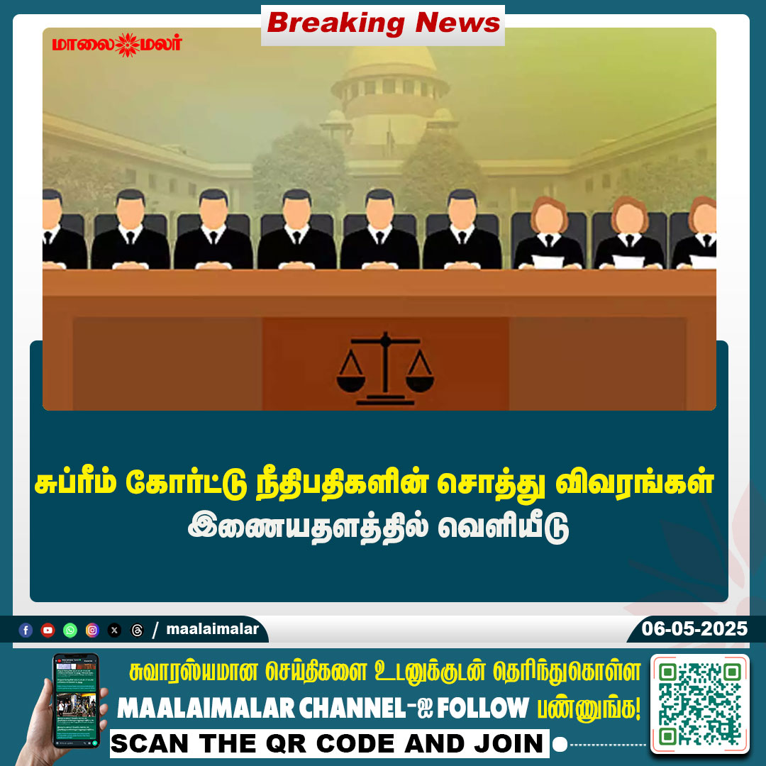 maalaimalar's tweet image. மேலும் படிக்க : maalaimalar.com/news/national/…

#SupremeCourt #SupremeCourtJudge #Judges #news #MMNews #Maalaimalar