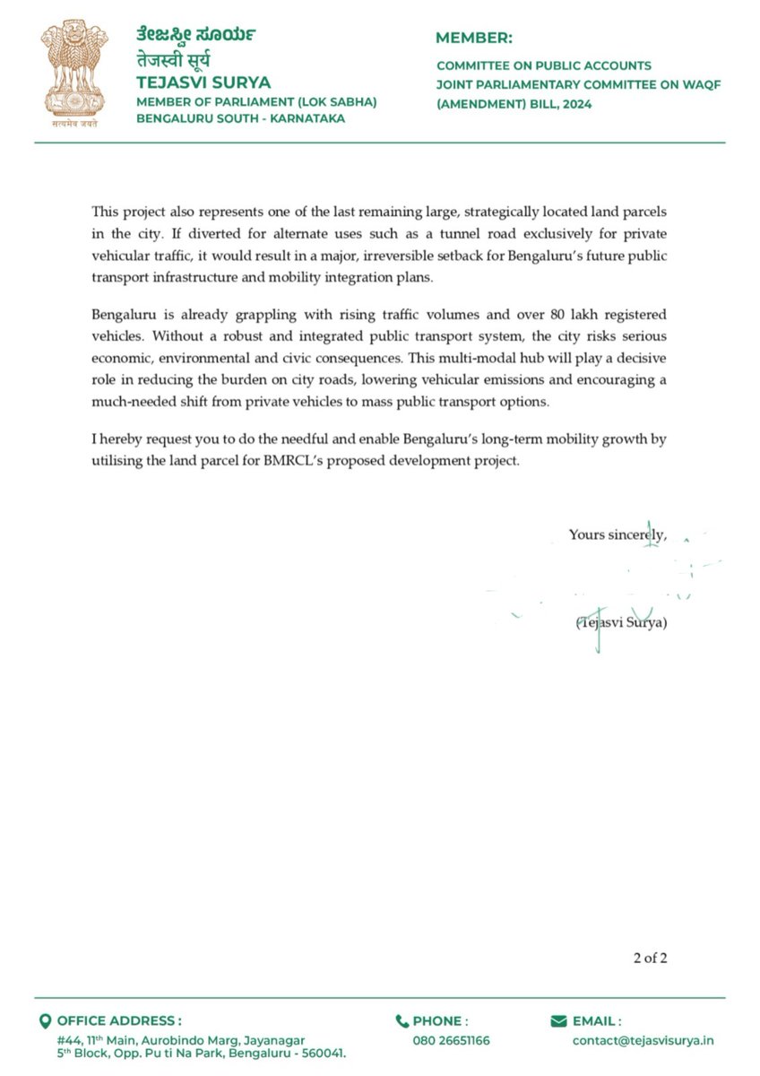 Tejasvi_Surya's tweet image. Wrote to Shri Maheshwar Rao, @OfficialBMRCL MD &amp;amp; @BBMPComm, urging him to utilise the 45-acre land parcel in Hebbal for proposed metro infrastructure and multi-modal transport hub.

This land parcel is one of the last large pieces available at such an important location. If it is