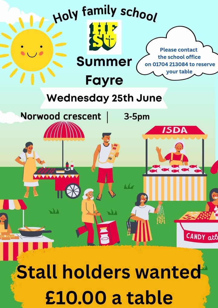 Holy Family Catholic Primary School (@holyfamilycp) on Twitter photo It's that time of year...our Summer Fayre is here! This year we are opening up to outside stall holders....... <a href="/AtkinsonThe/">The Atkinson, Southport</a> <a href="/SeftonMayor/">Mayor of Sefton</a> #southport ☀️☀️ It's that time of year...our Summer Fayre is here! This year we are opening up to outside stall holders....... <a href="/AtkinsonThe/">The Atkinson, Southport</a> <a href="/SeftonMayor/">Mayor of Sefton</a> #southport ☀️☀️