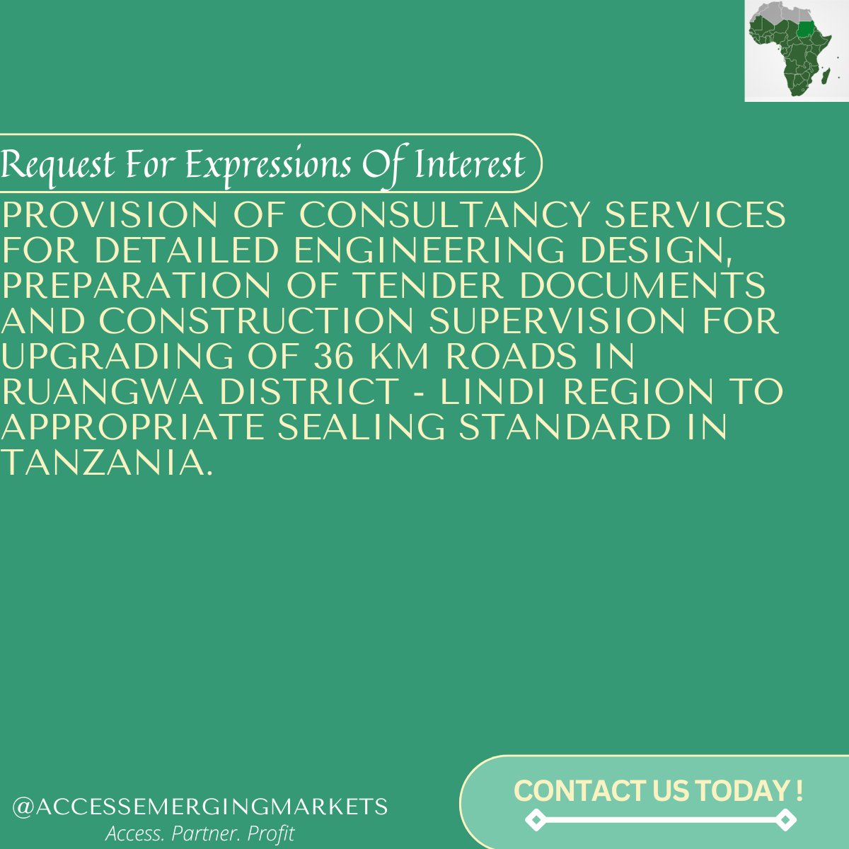 EmergingMarkett's tweet image. Contact us today to secure this project opportunity.

For more info on this opportunity, check out the project details here: lnkd.in/dWWkpdYm

#Development #Opportunities #ProjectPartnership #construction #Tanzania #consultancy #engineering