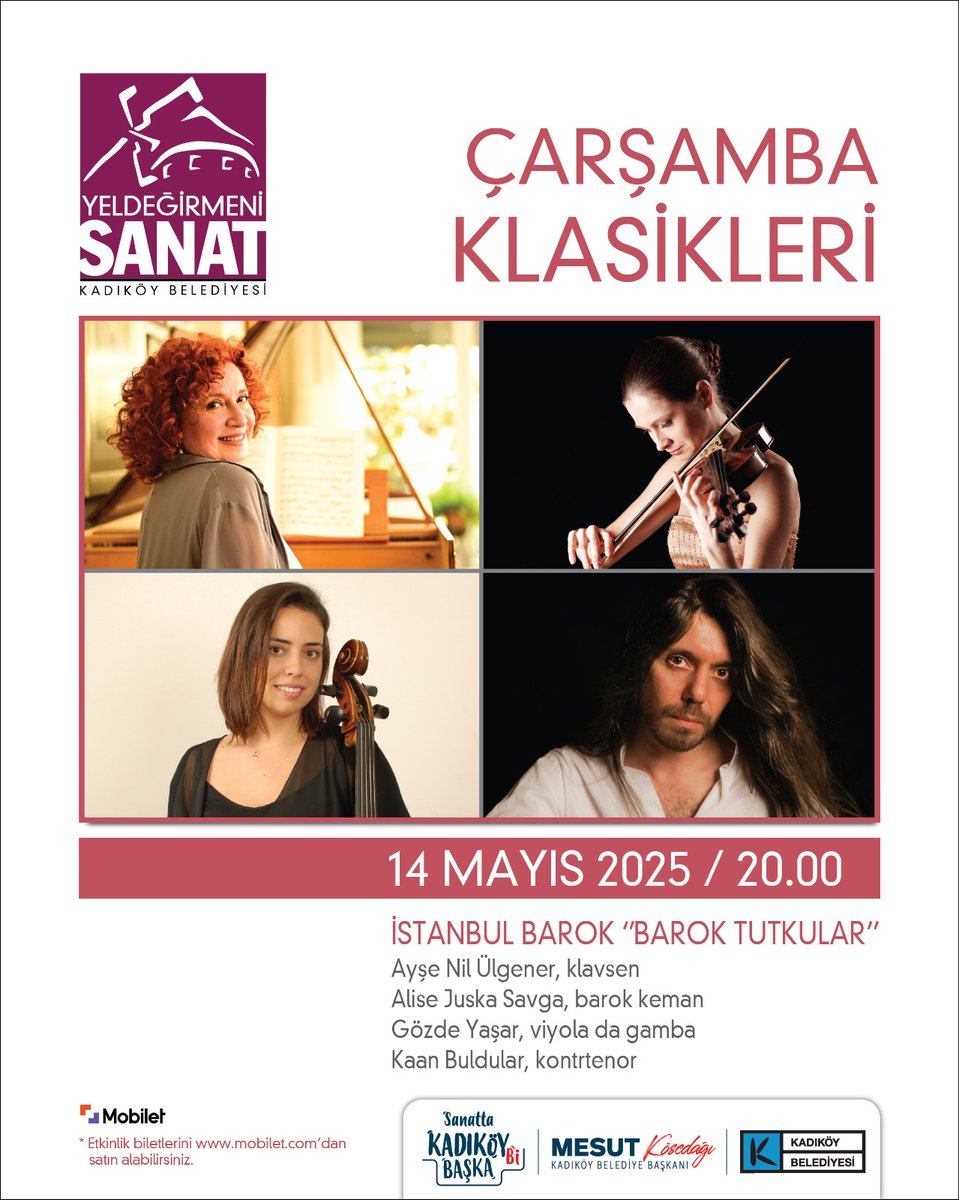 ISTANBUL_BAROK's tweet photo. #İstanbulBarok, Barok Tutkular başlıklı programıyla #YeldeğirmeniSanatMerkezi'nde! ✨ #IstanbulBaroque will be at Yeldeğirmeni Art Center on Wednesday the 14th of May. https://t.co/6j689ip2ex