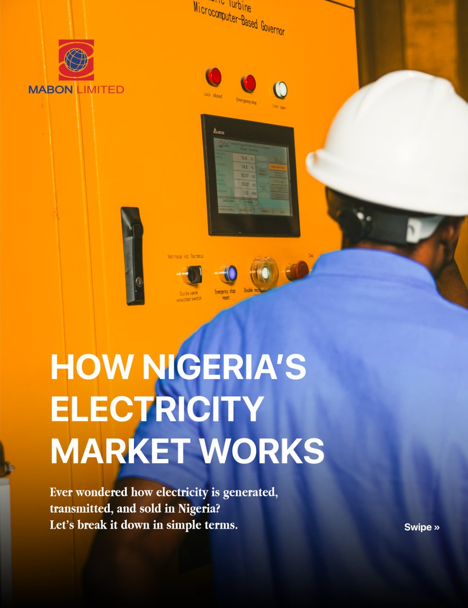MabonLimited's tweet photo. From massive power plants to the lines overhead and the bill you pay, ever wondered how electricity flows through Nigeria?
We’re breaking it down in the simplest way possible. No technical talk, just the basics you need to know!

Swipe to learn more. #Nerc #mabonlimited https://t.co/HQVquVsyeL