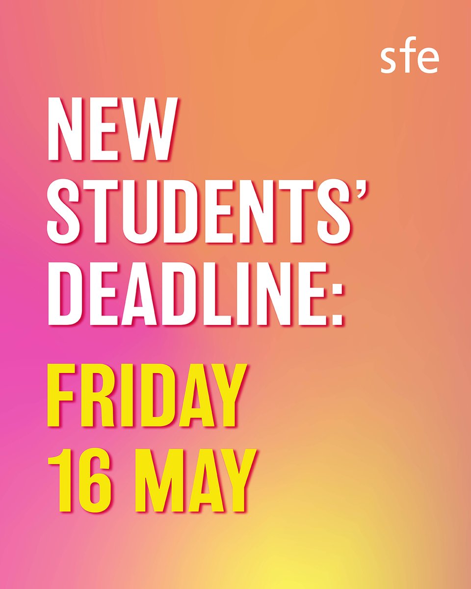 The deadline for new students to apply for full-time undergraduate student finance is Friday 16 May.

Apply by the deadline to get money in time for starting your course.

Apply today: gov.uk/apply-online-f…