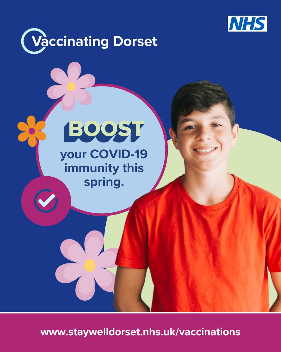 If your child is aged 6 months or older and has a weak immune system, they’re eligible for the spring COVID-19 vaccination ✅

This helps boost their protection so they stay safer from serious illness. 

More info and how to get their vaccine: staywelldorset.nhs.uk/update/nhs-boo…