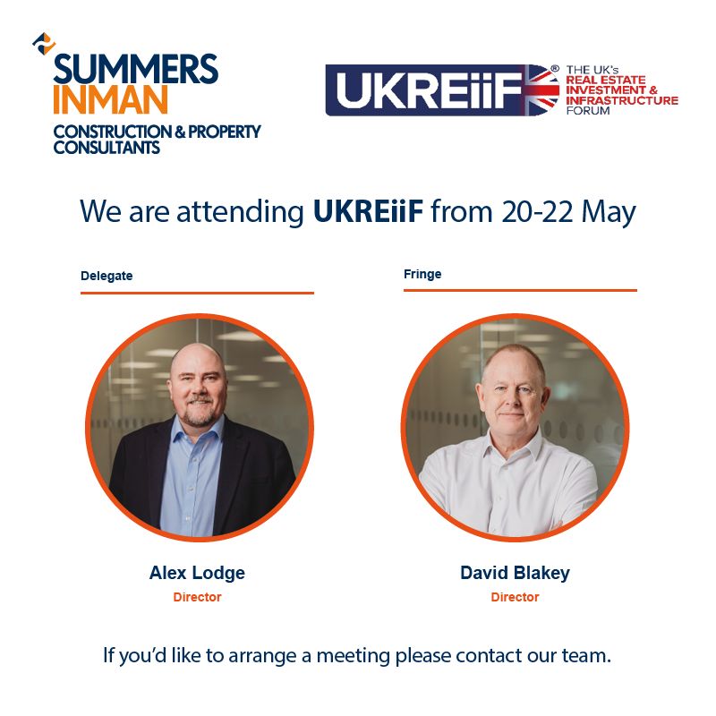 #SummersInman is proud to be an Official Attendee at #UKREiiF2025 20-22 May at Royal Armouries Leeds &amp; #Leeds Dock. To arrange a meeting please contact Alex Lodge or David Blakey. Looking forward to seeing you there! #RealEstate #Infrastructure #Investment #NetZero #Regeneration