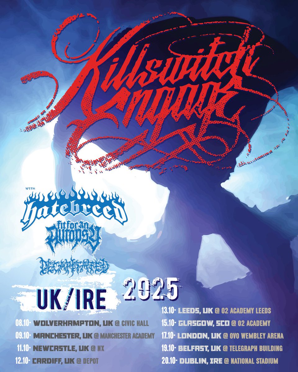 Killswitch Engage (@kseofficial) on Twitter photo Weโre stoked to finally announce our EU/UK tour this fall!
We kick things off in September across Europe for the first six shows with our friends in <a href="/fitforanautopsy/">Fit For An Autopsy</a>, <a href="/decapitated/">Decapitated</a> & <a href="/employedtoserve/">Employed To Serve</a> for the first six shows Weโre stoked to finally announce our EU/UK tour this fall!
We kick things off in September across Europe for the first six shows with our friends in <a href="/fitforanautopsy/">Fit For An Autopsy</a>, <a href="/decapitated/">Decapitated</a> & <a href="/employedtoserve/">Employed To Serve</a> for the first six shows