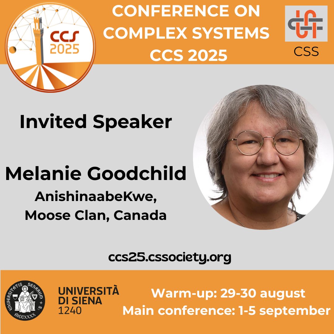 🌐Excited to announce Dr. Melanie Goodchild as an invited speaker at #CCS25!
🔗Being the Vice President of Indigenous Knowledge at Shingwauk Kinoomaage Gamig, she brought a unique Indigenous perspective to systems thinking and complexity.

#CCS25 #INVITED