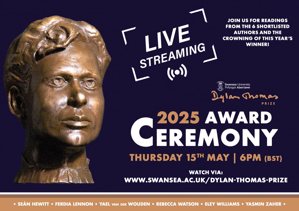 dylanthomprize (@dylanthomprize) on Twitter photo 🎉 We are delighted to announce that we shall be livestreaming the 2025 Swansea University (<a href="/SwanseaUni/">Swansea University</a>) Dylan Thomas Prize Award Ceremony!
Share the moment with us from 6pm (BST) on Thursday 15th May 📚 🏆🍾 #SUDTP25
🎞️ Watch LIVE via the player: bit.ly/SUDTP25livestr… 🎉 We are delighted to announce that we shall be livestreaming the 2025 Swansea University (<a href="/SwanseaUni/">Swansea University</a>) Dylan Thomas Prize Award Ceremony!
Share the moment with us from 6pm (BST) on Thursday 15th May 📚 🏆🍾 #SUDTP25
🎞️ Watch LIVE via the player: bit.ly/SUDTP25livestr…