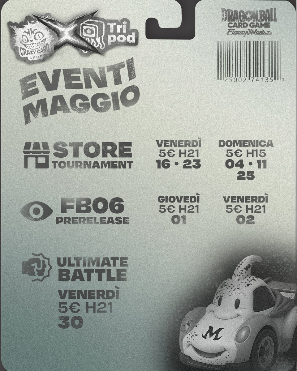 Tri_pod88's tweet image. Crazy Card Shop 🐱 Dragon Ball Fusion World TCG - Eventi Maggio💥Per info e iscrizioni scrivici qui su insta 🚀
#dbcommunity #dbscommunity #dragonballsparking #dragonballsparkingzero #dbs #dragonball #dragonballsuper #dbz #fusionworld #dbfusionworld #dbsfusionworld #crazycardshop