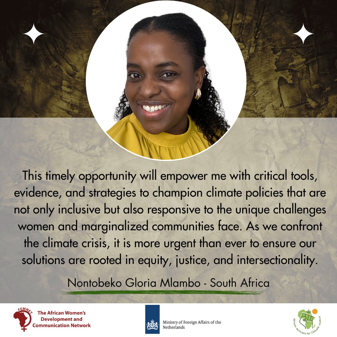 “Solutions rooted in equity, justice, and intersectionality.” South African journalist Nontobeko Gloria Mlambo 🇿🇦 is fired up to join the Gender Responsive Reporting on Climate Justice training! 

Ready to spotlight the voices of #women and marginalized groups in climate policy.