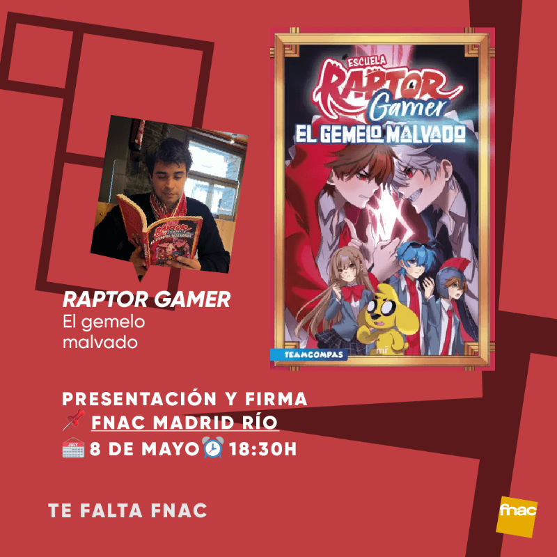 Fnac España (@fnac_esp) on Twitter photo 👿 <a href="/Raptorgamer_/">RaptorGamer</a> sabe que algo no cuadra con ese supuesto “hermano gemelo”.
¿Tú también lo sospechas?
Vente a la presentación de ‘El gemelo malvado’ (<a href="/MREdiciones/">MR Ediciones</a>) el 8 de mayo en Fnac Madrid Rio y prepárate para una aventura con Los Compas. 👿 <a href="/Raptorgamer_/">RaptorGamer</a> sabe que algo no cuadra con ese supuesto “hermano gemelo”.
¿Tú también lo sospechas?
Vente a la presentación de ‘El gemelo malvado’ (<a href="/MREdiciones/">MR Ediciones</a>) el 8 de mayo en Fnac Madrid Rio y prepárate para una aventura con Los Compas.