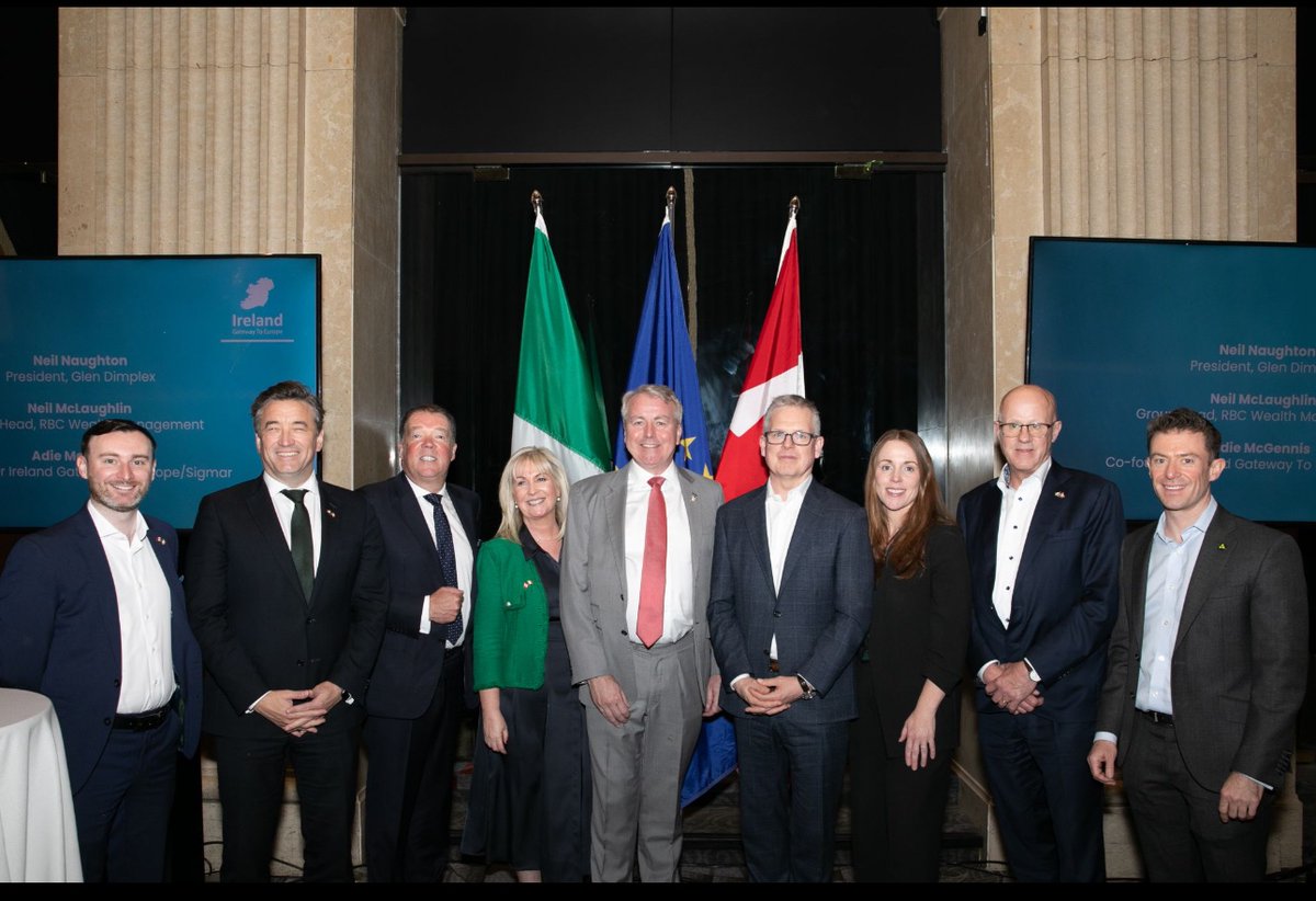 ireland 🇮🇪 = Canadas 🇨🇦 Gateway to Europe 🇪🇺

Ambassador Concannon was delighted to host 150 enterprises from Ireland &amp; Canada as part of “GatewayTo Europe” mission led by Adie McGennis, Neil Naughton &amp; an excellent group of Irish business leaders looking to develop the 🇨🇦 market