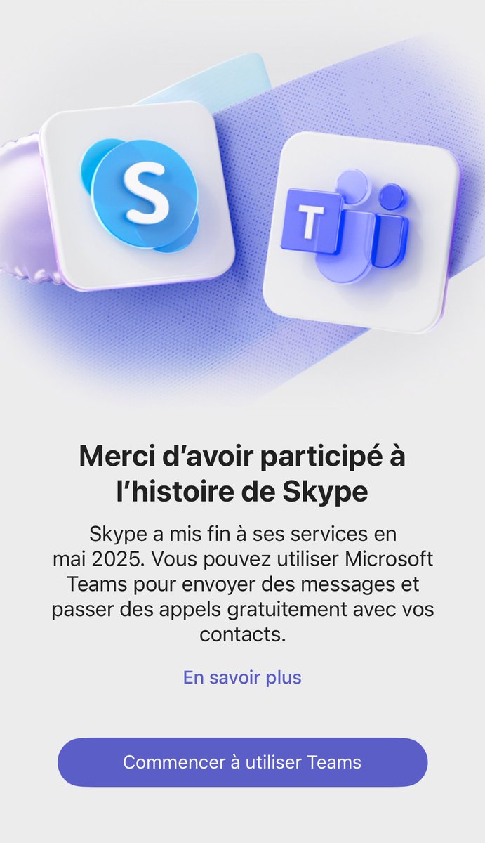 bertrandgie's tweet image. Disparition d’une grande marque du web @Skype s est arrêté hier 5 mai 2025.
Créé en 2003 en Suède et au Danemark avec le soutien de développeurs estoniens, Skype a été acheté par Microsoft en 2011 pr 8,5 milliards de dollars, a l époque la plus grosse acquisition de @Microsoft