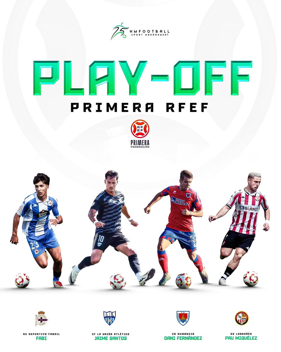 Varios de nuestros futbolistas consiguieron el pasado domingo la clasificación para el 𝗣𝗟𝗔𝗬-𝗢𝗙𝗙 y buscarán el 𝗔𝗦𝗖𝗘𝗡𝗦𝗢 𝗮 𝗣𝗿𝗶𝗺𝗲𝗿𝗮 𝗙𝗲𝗱𝗲𝗿𝗮𝗰𝗶ó𝗻:

𝗙𝗔𝗕𝗜 
𝗝𝗔𝗜𝗠𝗘 𝗦𝗔𝗡𝗧𝗢𝗦 
𝗗𝗔𝗡𝗜 𝗙𝗘𝗥𝗡Á𝗡𝗗𝗘𝗭 
𝗣𝗔𝗨 𝗠𝗜𝗚𝗨É𝗟𝗘𝗭 

🍀 ¡Suerte!