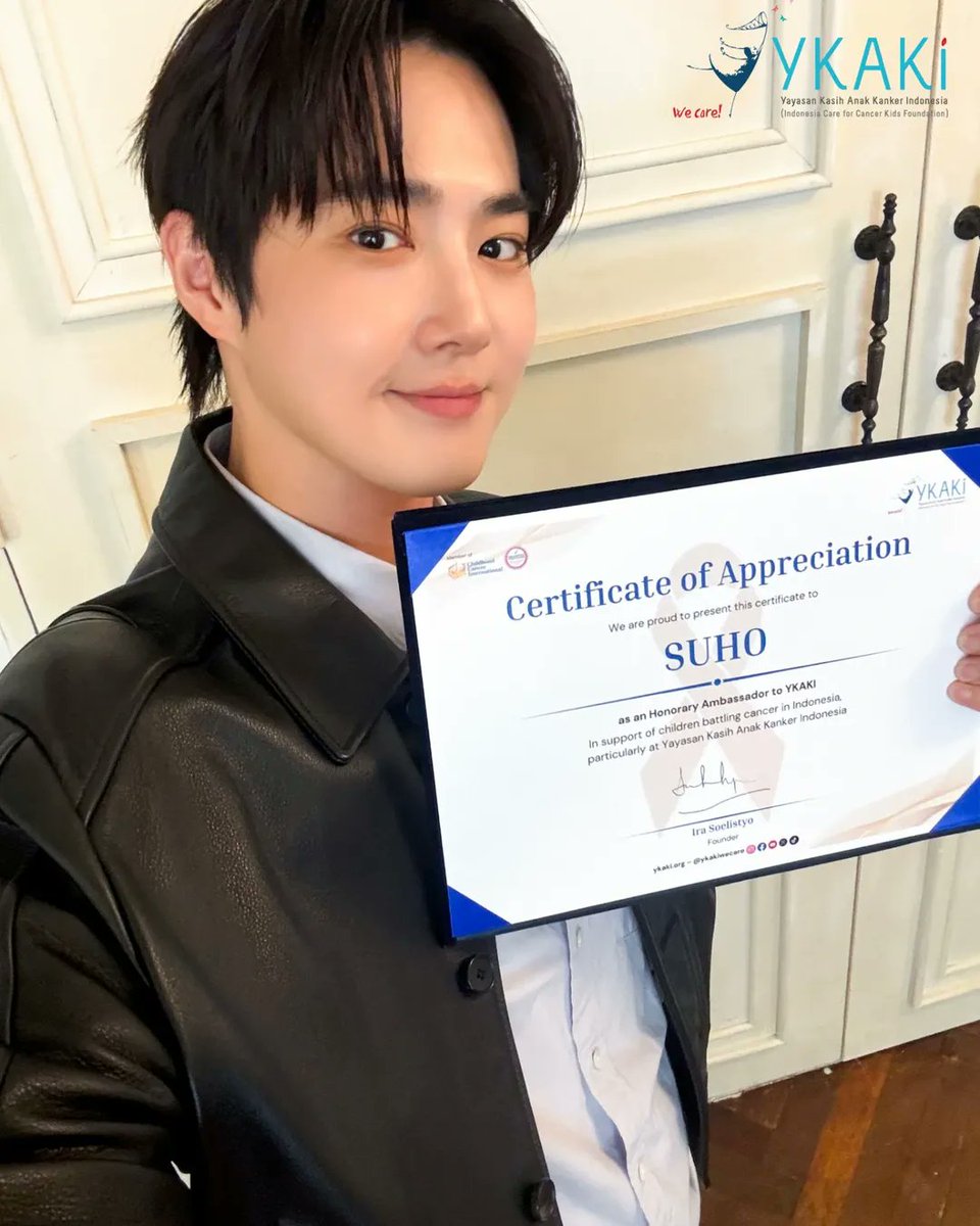 "Indonesian Childhood Cancer Foundation expresses deep gratitude to SUHO for his willingness to become YKAKI's Honorary Ambassador.

Your compassion brings new spirit to children who are fighting cancer.
Let’s continue to spread hope and love together!"

#SUHO #수호 #SUHOforYKAKI
