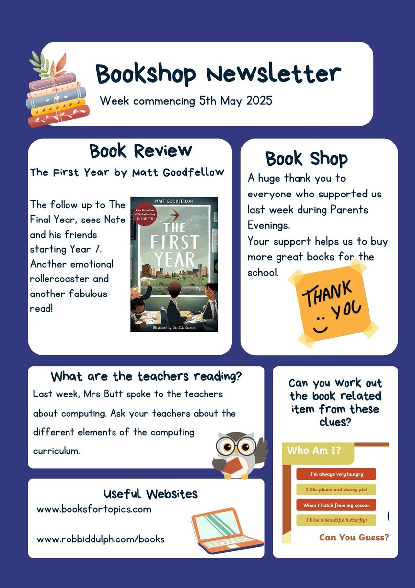 Miriam Lord Bookshop (@mlbookshop) on Twitter photo Here's our newsletter this week. We absolutely loved The First Year by <a href="/EarlyTrain/">Matt Goodfellow</a>, a very special read. <a href="/OpenUni_RfP/">Reading for Pleasure 🧶</a> <a href="/MiriamLordPAT/">Miriam Lord Primary School</a> <a href="/LilycroftSch/">Lilycroft Primary</a> <a href="/AtlasPrimary/">Atlas Community Primary School</a> <a href="/MMPS_Bradford/">Margaret McMillan Primary School</a> <a href="/westbourne_bfd/">Westbourne Primary School</a> <a href="/GreenLanePAT/">Green Lane Primary School</a> Here's our newsletter this week. We absolutely loved The First Year by <a href="/EarlyTrain/">Matt Goodfellow</a>, a very special read. <a href="/OpenUni_RfP/">Reading for Pleasure 🧶</a> <a href="/MiriamLordPAT/">Miriam Lord Primary School</a> <a href="/LilycroftSch/">Lilycroft Primary</a> <a href="/AtlasPrimary/">Atlas Community Primary School</a> <a href="/MMPS_Bradford/">Margaret McMillan Primary School</a> <a href="/westbourne_bfd/">Westbourne Primary School</a> <a href="/GreenLanePAT/">Green Lane Primary School</a>