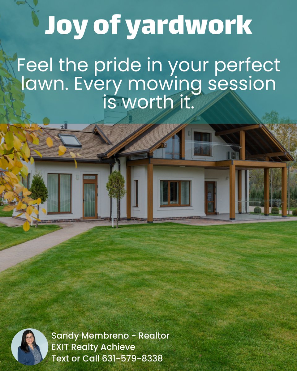 SandyMembreno's tweet photo. Ready to own a slice of Long Island? 🌿 Mowing your lawn isn’t just a chore; it’s a homeowner’s rite of passage! Are you prepared for the joys (and occasional groans) of yard work? Embrace the grass stains and make your mark! How's your mowing game? #HomeownerLife https://t.co/ITkwyN85qN