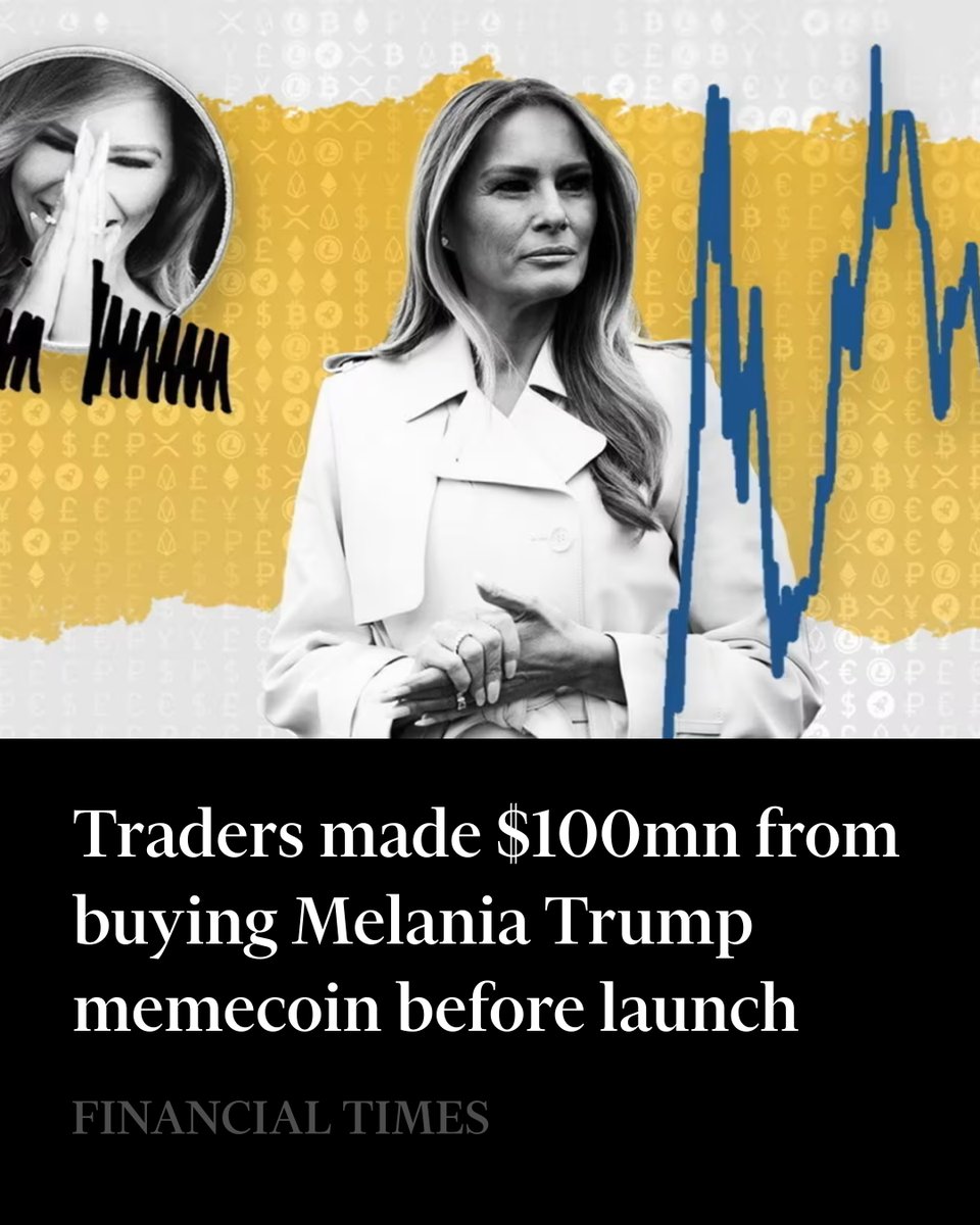 A small group of traders earned a $99.6mn windfall by buying Melania Trump’s cryptocurrency token in the minutes before it was made public, an analysis by the Financial Times has found. on.ft.com/3SkBVVc