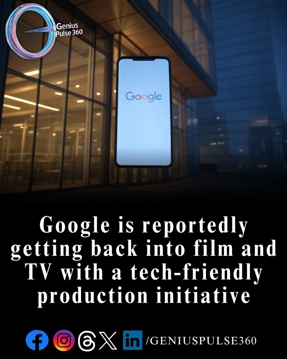 geniuspulse360's tweet image. 🎬 Google is re-entering film &amp;amp; TV with 100 Zeros, a new initiative to produce tech-forward content using AI &amp;amp; spatial computing—partnering with Range Media &amp;amp; streaming on platforms like Netflix.

#Google #100Zeros #FilmTech #AI #Innovation #MediaIndustry #TechInEntertainment