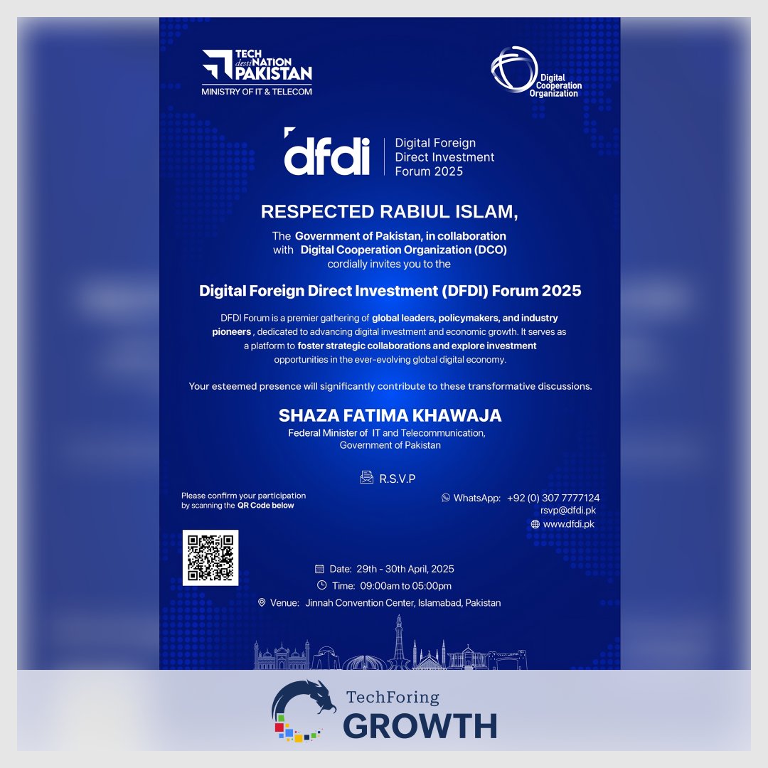 tf_growth's tweet image. Proud Moment for TechForing ! 

We’re thrilled to share that our CEO, Rabiul Islam, was recently invited as a State Guest to Pakistan at a prestigious event organized by @dfdiforum  in collaboration with PSEB.

#TechForing #RabiulIslam #DFDI #PSEB