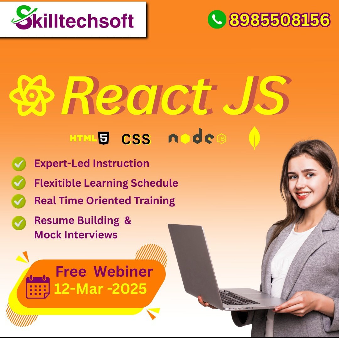skilltechsoft's tweet image. Unlock the power of React JS! Discover how this popular library can improve your web development skills. 

Free Webinar.  :  12-Mar-2025
Call/WhatsApp: 8985508156
Course Fee : 10,000/-

#ReactJS #WebDevelopment&quot;