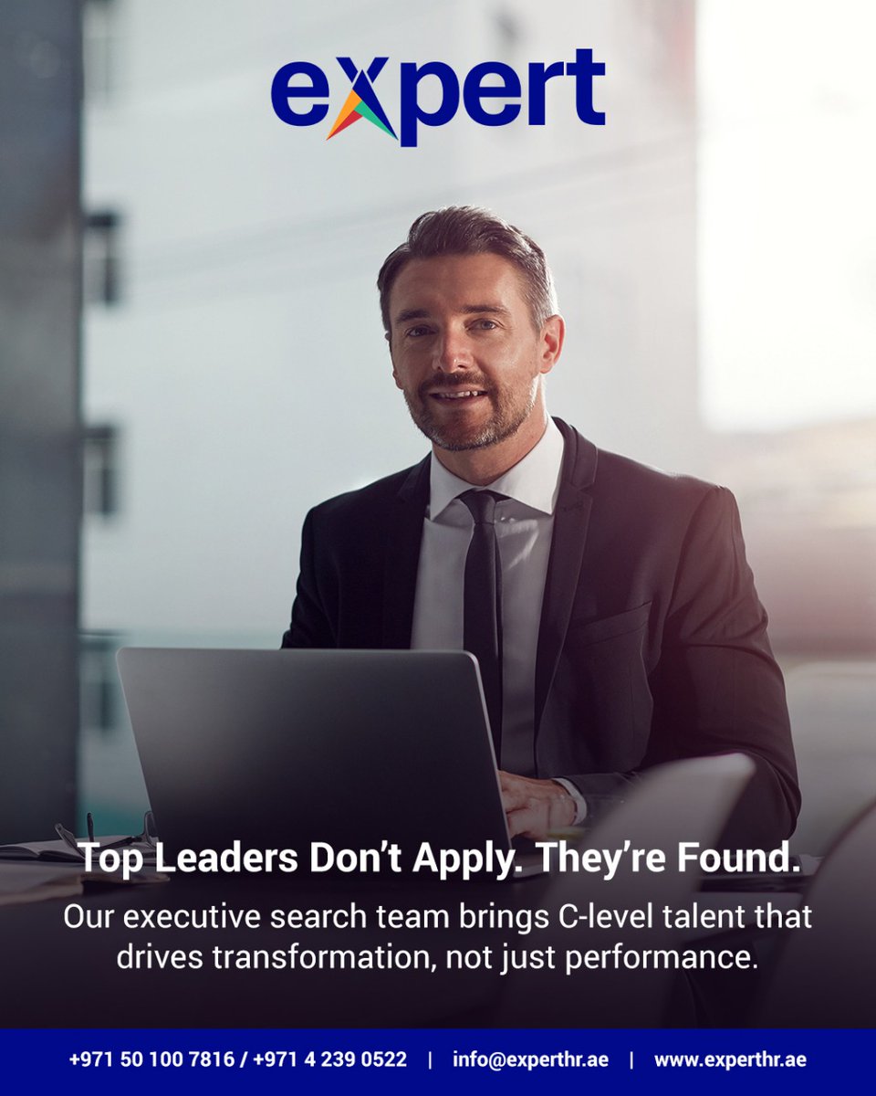 experthr_ae's tweet image. At Expert, we specialize in identifying C-level talent that drives real transformation

Ready to find leadership that moves your business forward?

Call: +971 42390522 / +971 501007816

#ExecutiveSearch #LeadershipHiring #ExpertHR #TopTalent #StrategicLeadership