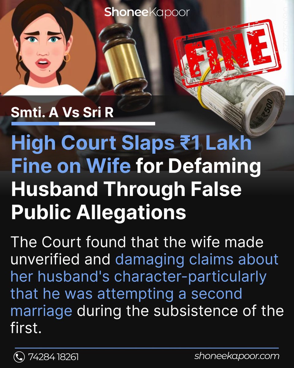Too often, in #matrimonial conflicts, baseless allegations are made in public forums to shame, harass, or emotionally blackmail the man.

This case sends a strong and overdue message: -
"Men have reputations too-and they deserve protection under law."

Judgment Analysis 👇
