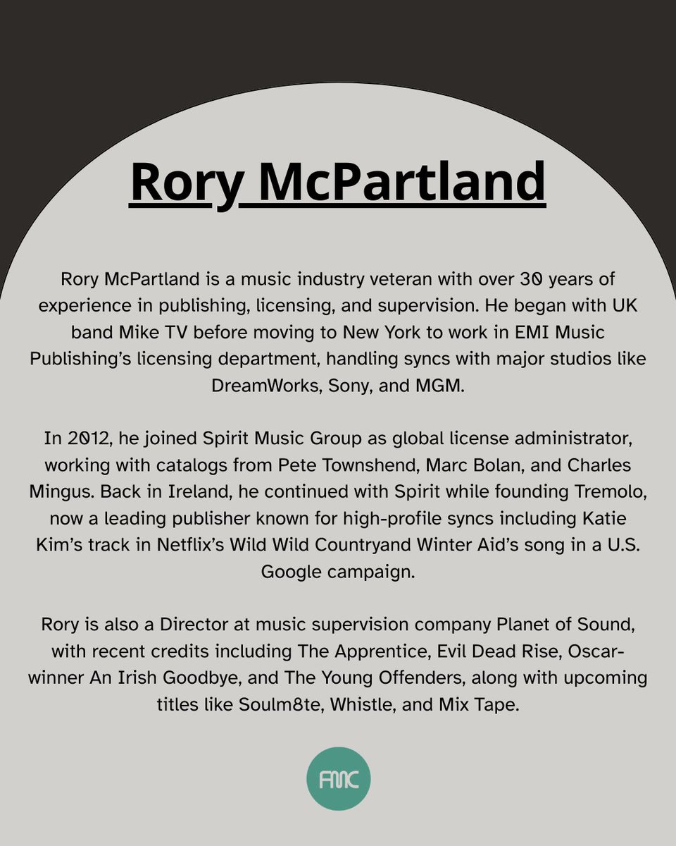 We’re excited to welcome Rory McPartland on the 13th at 5:00 PM for our Publishing &amp; Sync panel. Don’t miss this opportunity, register for free here:

us06web.zoom.us/meeting/regist…