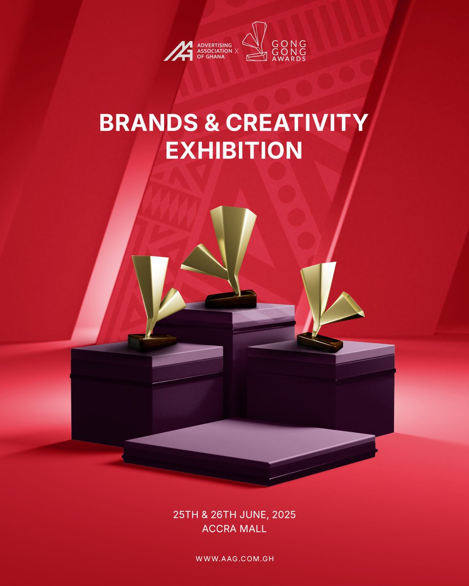 It’s not every day you get to see agencies and clients showcase bold ideas side by side.
Catch it all at the Brands &amp; Creativity Exhibition — 25–26 June at Accra Mall.
Coming? 🔥 or 😢

#GongGongAwards #BrandsAndCreativity #AAGEvents #InnovationInAdvertising