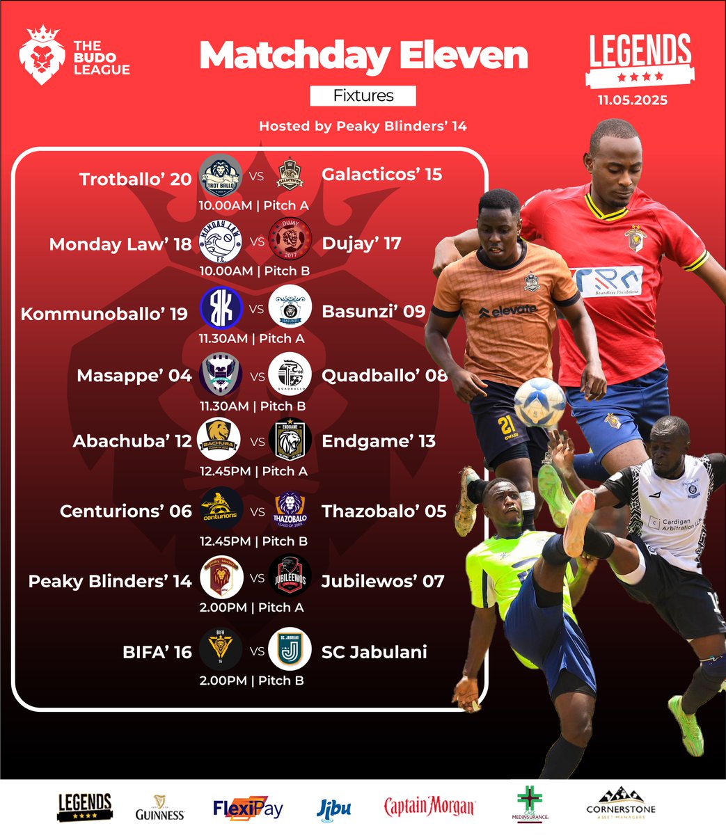 The Budo League (@thebudoleague) on Twitter photo We're into the #FinalBend 🔥
Another enthralling Sunday of #TBL8 action awaits ⏳
Hosted by <a href="/PB_budo14/">Peaky Blinders F.C⭐⭐</a>
#MangoPower We're into the #FinalBend 🔥
Another enthralling Sunday of #TBL8 action awaits ⏳
Hosted by <a href="/PB_budo14/">Peaky Blinders F.C⭐⭐</a>
#MangoPower