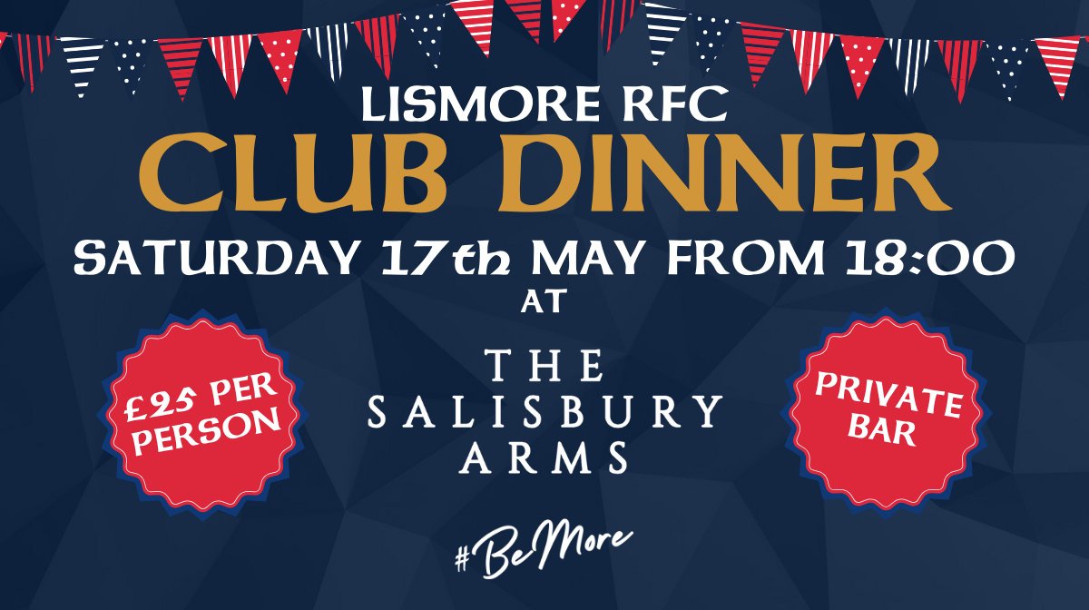 FINAL DAY TO GET YOUR 2025 CLUB DINNER TICKETS 🍴🍷

Wednesday 7th May will be the final day to get your 2025 Annual Club Dinner tickets!

Get your tickets here: monzo.me/kimberleyjames…

📍 The Salisbury Arms
📅 Saturday 17th March
🕐 From 18:00

#BeMore
