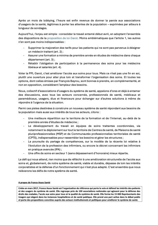 Déserts médicaux. 

38 organisations d'usagers de la Santé se prononcent POUR notre proposition de loi transpartisane.

« Améliorer l’accès aux soins pour tous » : un enjeu majeur pour des millions de Français. 
Urgent d’agir.
