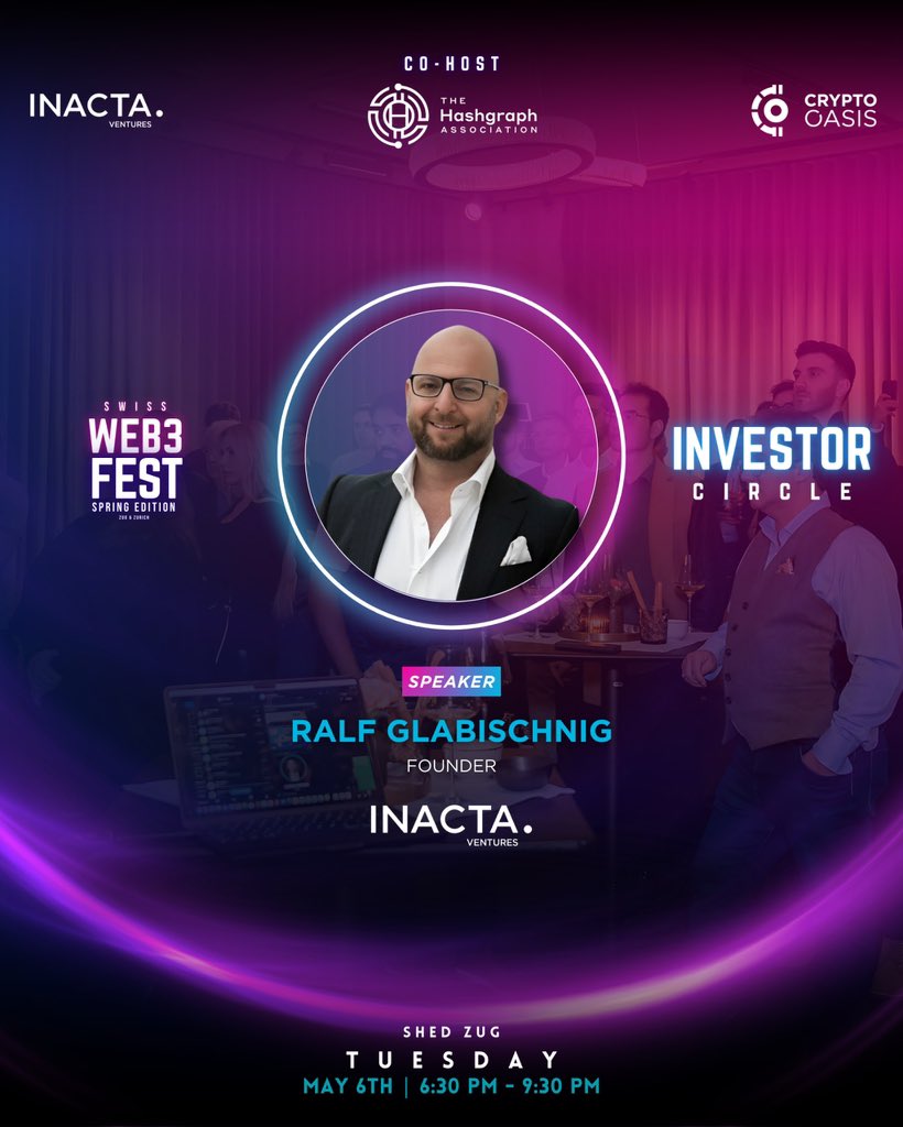 WEB3FEST (@web3fest_int) on Twitter photo Get ready to hear from <a href="/GLRalf/">Ralf Glabischnig</a>, Founder of <a href="/InactaVentures/">Inacta Ventures</a>, at tonight’s WEB3 Investor Circle.
An evening of thought leadership, investor dialogue, and the future of digital assets.
📅 Tuesday, May 6
🕡 6:30 PM – 9:30 PM
📍 SHED Zug
🔗 lu.ma/WEB3InvestorCi… Get ready to hear from <a href="/GLRalf/">Ralf Glabischnig</a>, Founder of <a href="/InactaVentures/">Inacta Ventures</a>, at tonight’s WEB3 Investor Circle.
An evening of thought leadership, investor dialogue, and the future of digital assets.
📅 Tuesday, May 6
🕡 6:30 PM – 9:30 PM
📍 SHED Zug
🔗 lu.ma/WEB3InvestorCi…