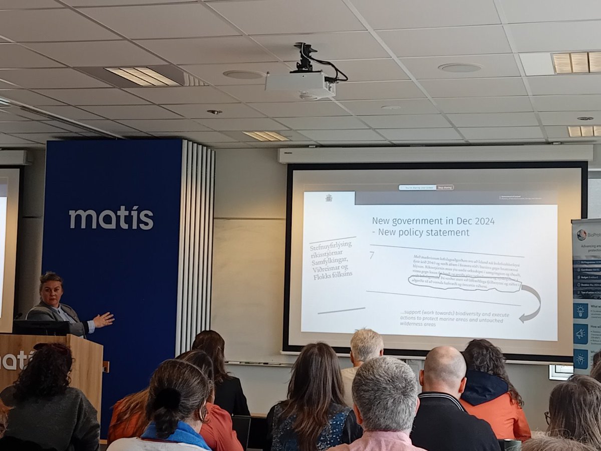 🌈The #BioProtect 1st GA has just started!
🙏We are happy to welcome <a href="/freydisvigfus/">Freydis Vigfusdottir</a>  from the Icelandic Ministry of the Environment, Energy and Climate talking about Marine spatial planning challenges in Iceland! 🇮🇸

#MissionOcean #HorizonEU