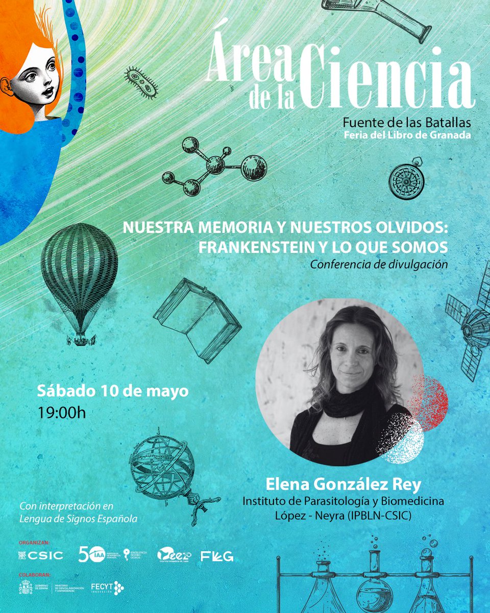 IAA-CSIC (@iaa_csic) on Twitter photo Nuestra memoria y nuestros olvidos: Frankenstein y lo que somos
🗣️ Elena González Rey (<a href="/ipbln_csic/">IPBLN-CSIC</a>)
🗓️ Sábado 10 de mayo
🕐 19:00h
📍Fuente de las Batallas - Área de la Ciencia, <a href="/ferialibrogr/">Feria Libro Granada</a>
👐 Con interpretación en Lengua de Signos Española
iaa.csic.es/page/area-cien… Nuestra memoria y nuestros olvidos: Frankenstein y lo que somos
🗣️ Elena González Rey (<a href="/ipbln_csic/">IPBLN-CSIC</a>)
🗓️ Sábado 10 de mayo
🕐 19:00h
📍Fuente de las Batallas - Área de la Ciencia, <a href="/ferialibrogr/">Feria Libro Granada</a>
👐 Con interpretación en Lengua de Signos Española
iaa.csic.es/page/area-cien…