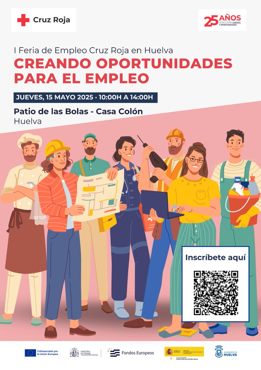 La Casa Colón acoge el próximo 15 de mayo la I Feria de Empleo de Cruz Roja.
Inscríbete aquí:
forms.office.com/pages/response…

#OportunidadesQueCambianVidas
#PlanEmpleoCruzRoja