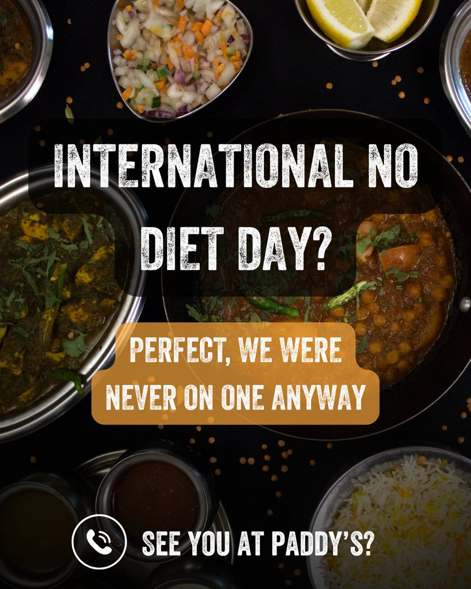 Diets can wait… today’s all about enjoying good food! 🍽️✨

It’s International No Diet Day, so why not celebrate properly? 

Gather your friends, book a table at Paddy’s, and tuck into something delicious!🥘

📞 0116 266 5123

#internationalnodietday #foodlover #leicester