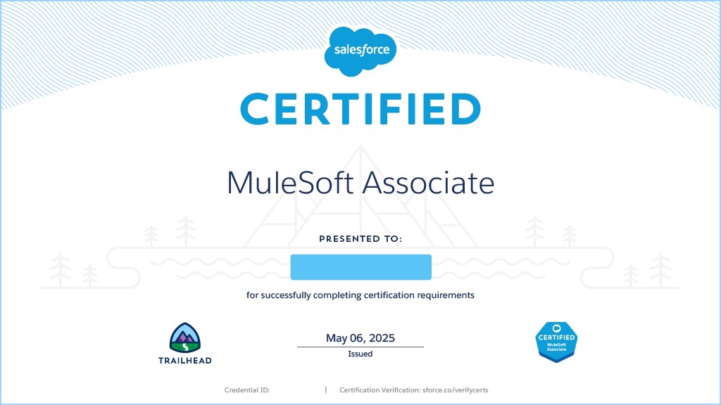 hrsfjp's tweet image. 『Salesforce 認定 MuleSoft アソシエイト』試験に合格しました！🙌✨
GW期間中に取得できてよかった…！
#Salesforce #MuleSoft #Salesforce資格合格