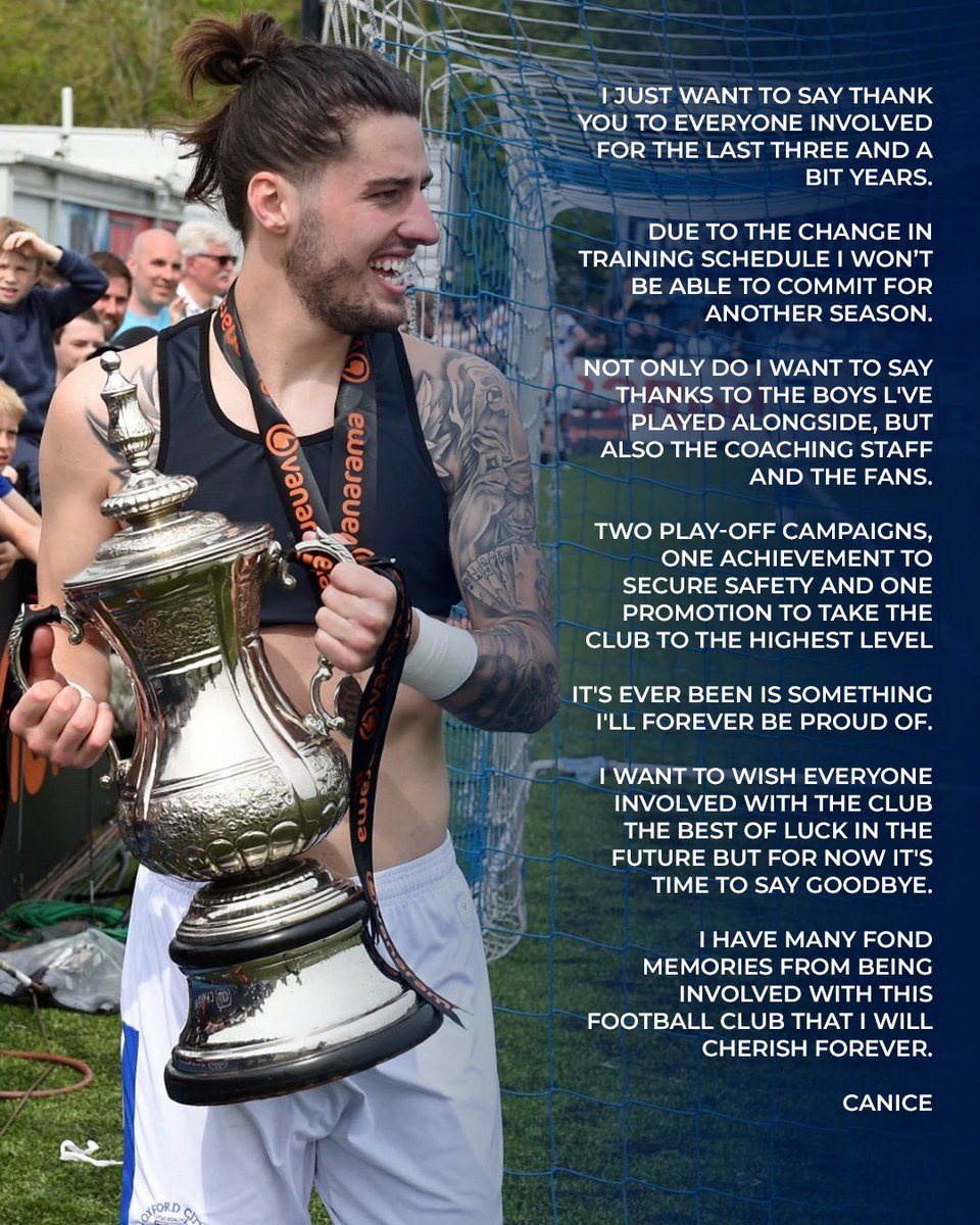 Canice Carroll (@canicecarroll5) on Twitter photo Massive thank you to everyone at <a href="/OxCityFC/">Oxford City FC</a>.
Due to changes in the training schedule for next season, Iโm unable to continue at the club but wishing you all the very best & Iโm looking forward to my next challenge ๐ Massive thank you to everyone at <a href="/OxCityFC/">Oxford City FC</a>.
Due to changes in the training schedule for next season, Iโm unable to continue at the club but wishing you all the very best & Iโm looking forward to my next challenge ๐