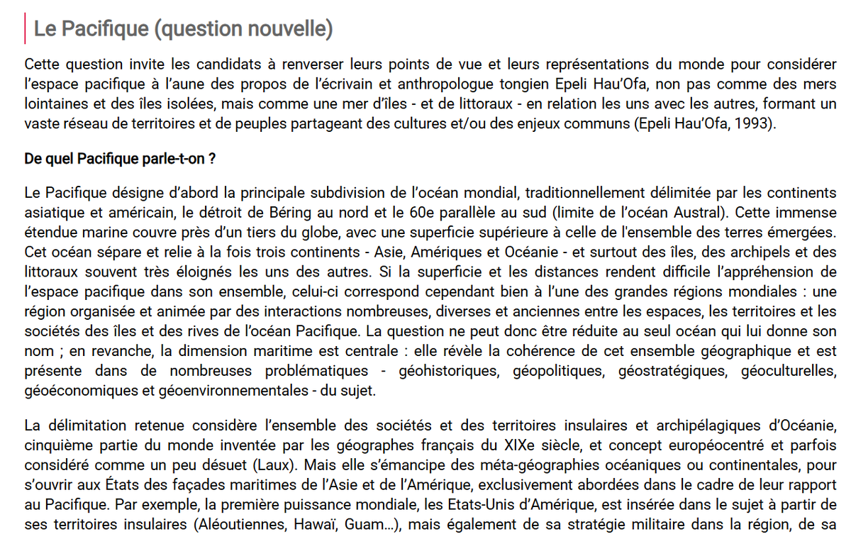 🌏 "Le Pacifique", question nouvelle au programme de l'agrégation externe de #géographie 2026 - témoignage de l'importance stratégique et de la visibilité croissante de cet espace.
➡️ geoconfluences.ens-lyon.fr/actualites/vei…