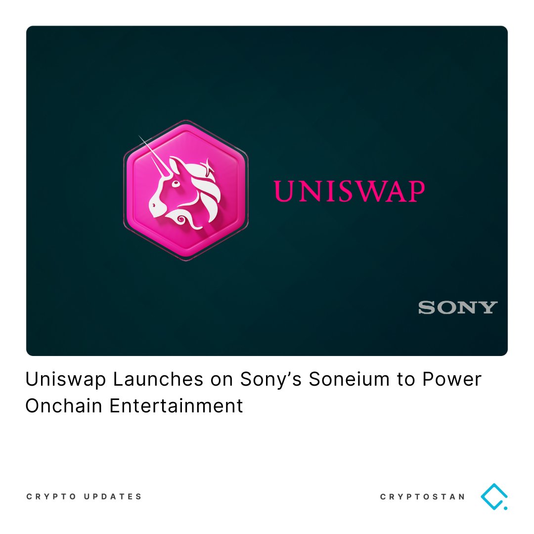 The_Cryptostan's tweet image. Uniswap is now live on Soneium, Sony’s Layer 2 platform for entertainment, enabling users to swap, bridge, and provide liquidity for digital assets like NFTs and IP-linked tokens. 

#uniswap #soneium #layer2blockchain #transactions #cryptostan #thecryptocountry
