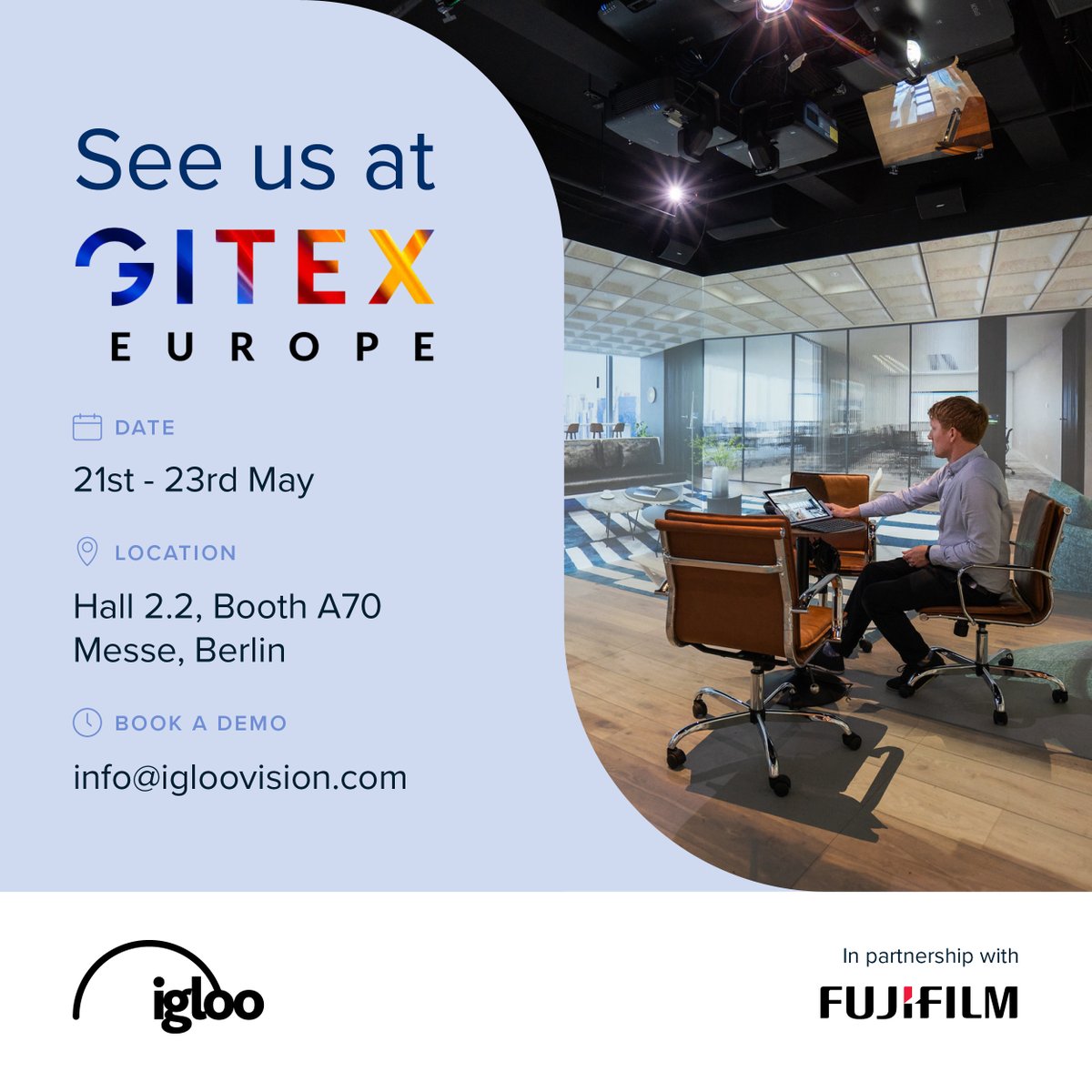 We're coming to <a href="/GITEXEUROPE/">GITEX EUROPE</a>💥

We’re bringing the power of Igloo immersive technology to Gitex with a full 360° workspace, complete with stunning <a href="/FujifilmUS/">Fujifilm</a> projection.

Get a FREE ticket with our link, right here👉 okt.to/6KOxSm