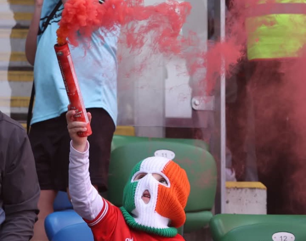Depressing. A child in a balaclava with an illegal flare at what’s supposed to be an inclusive, family friendly sporting event. Work to do for PSNI, IFA, social services, Cliftonville &amp; political leaders. This wouldn’t be tolerated at football elsewhere in UK/ROI. Kneecap effect?
