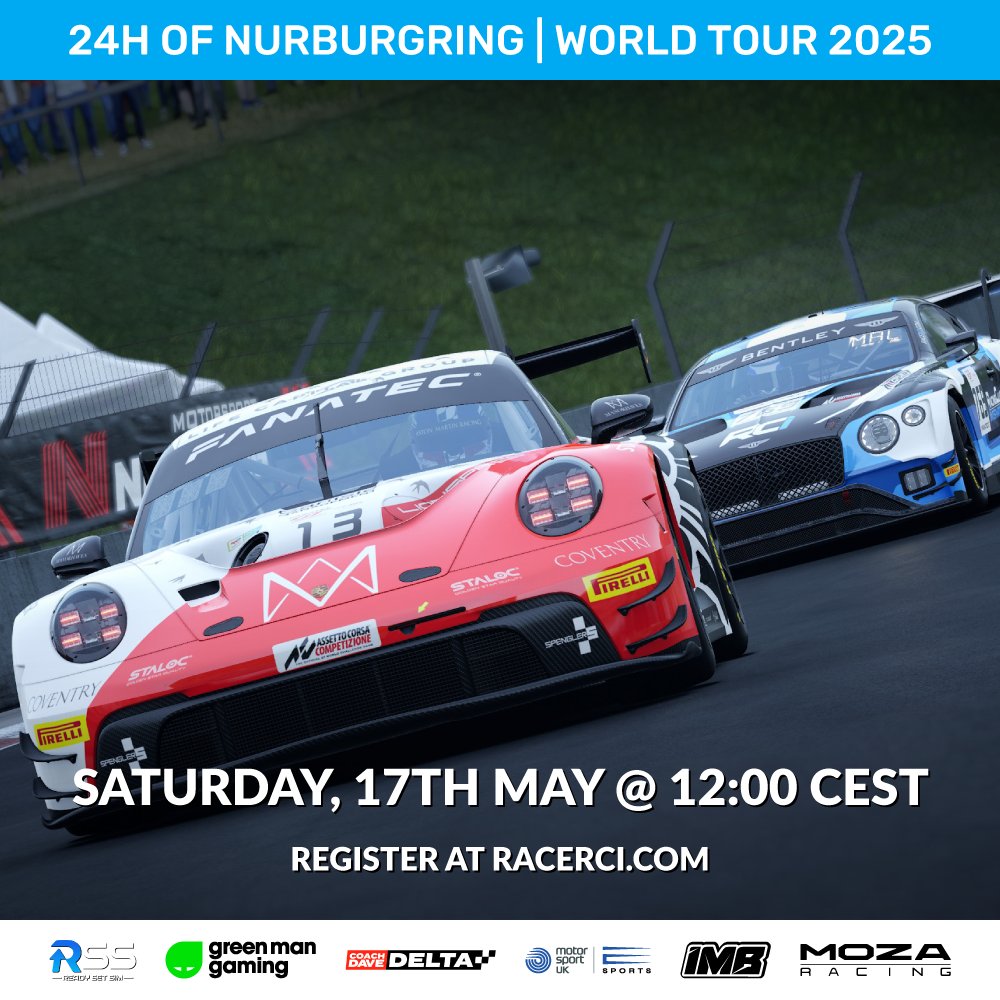RCI_Racing's tweet image. Just under 2 weeks until we host the world's most difficult race! It's the 24 hours of the Nurburgring at Racing Club International. Will you be on the grid?

Registration link in reply below!