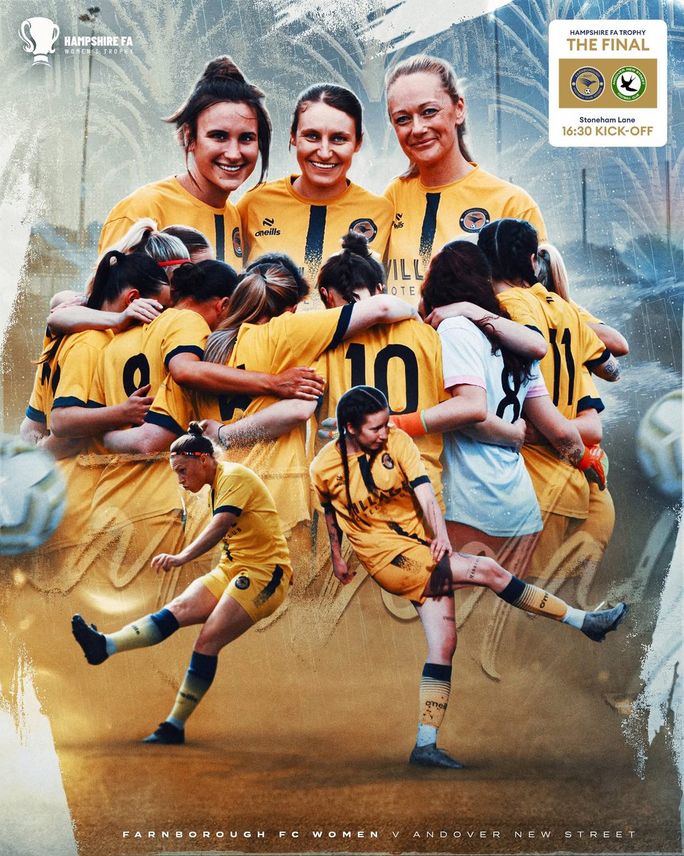 This Sunday, Farnborough Women take on Andover New Street Ladies in the Hampshire FA Women’s Trophy Final! 🏆

Kick-off at Stoneham Lane Football Complex is at 4:30pm.