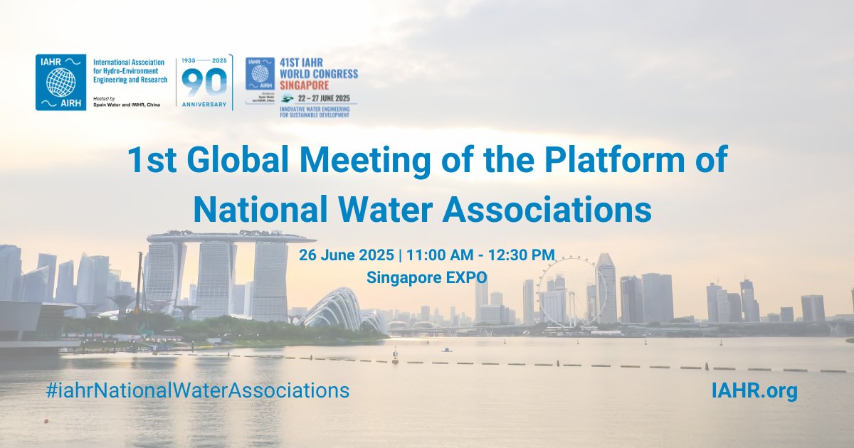 The 1st Global Meeting of the Platform of National Water Associations will take place in #Singapore on June 26, 2025 in the 41st #iarhrWorld Congress to present the IAHR Global Water Innovation Report. 

Register here: es.surveymonkey.com/r/GYTBPRK
More info: iahr.org/index/detail/1…