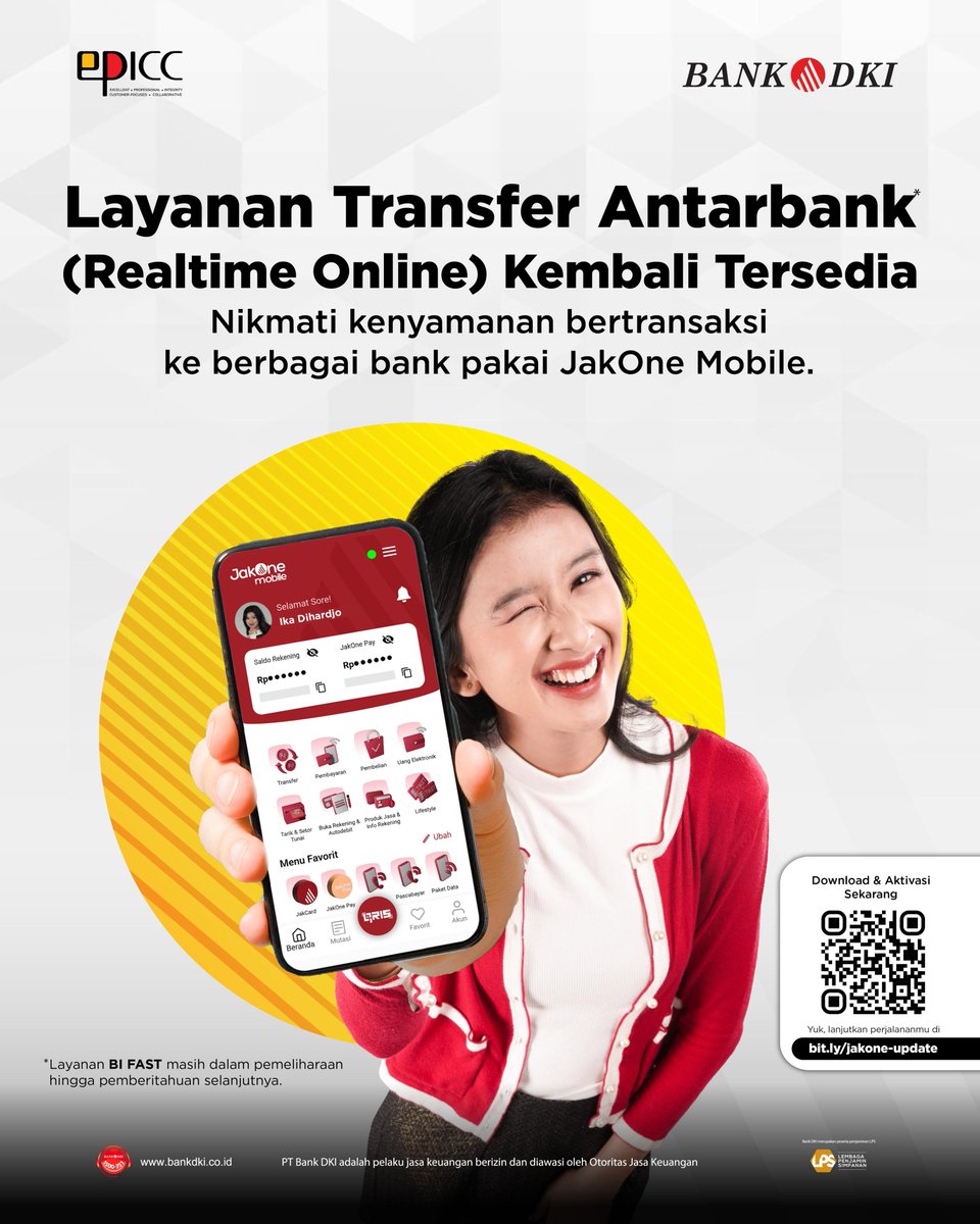 Layanan Transfer Antarbank (Realtime Online) Kembali Tersedia

Transaksi ke berbagai bank kini makin nyaman pakai aplikasi JakOne Mobile. Langsung transfer antarbank secara realtime online, kapan saja dan di mana saja!

Informasi selengkapnya klik bit.ly/jakone-update